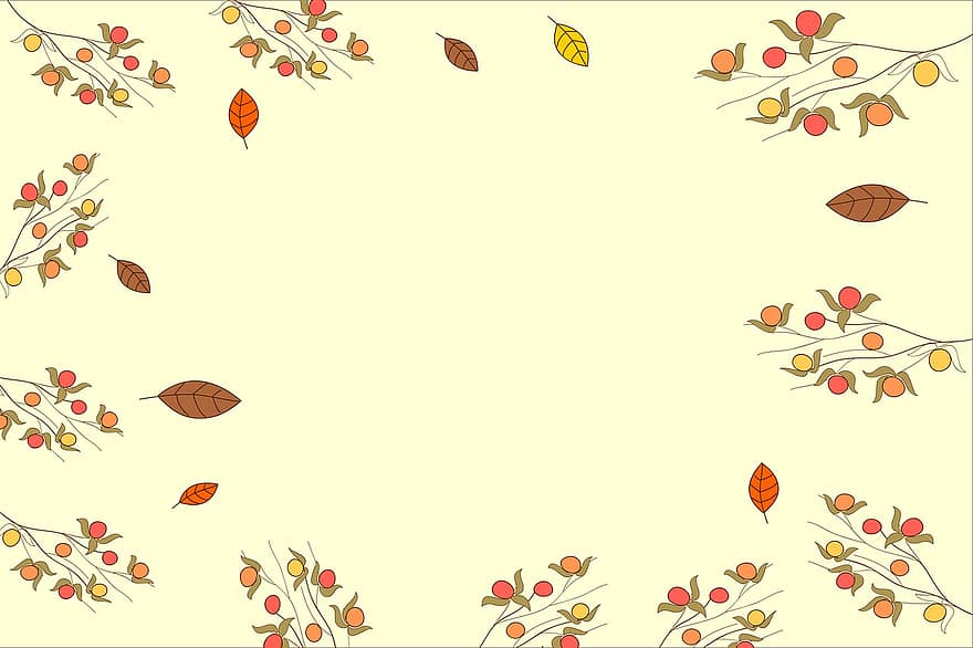 осінь, кордон, кадру, фон, шаблон, запрошення, квіти, осінні листки, осіннє листя, осінні кольори, рослини