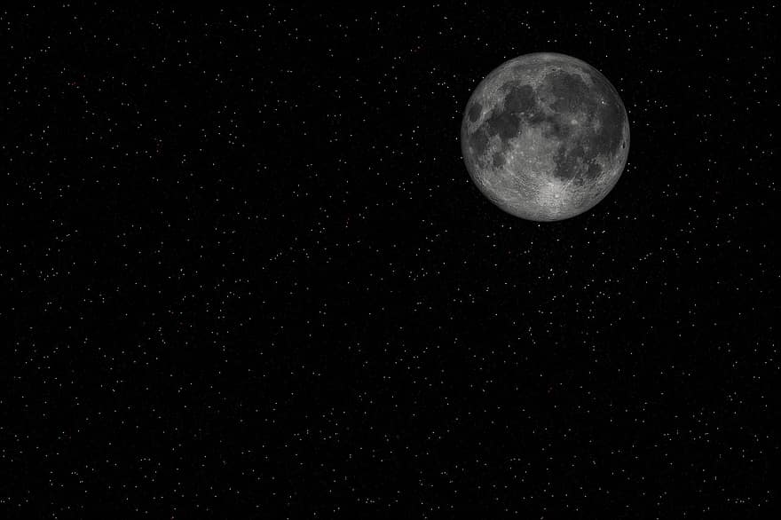 Dolunay, ay, yıldızlı Gece, gece, Evren, karanlık, uzay, ayın görünümü