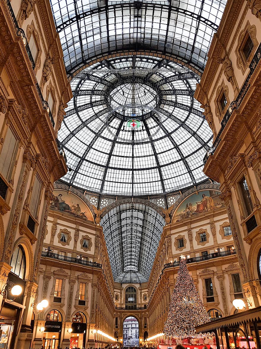 архітектура, туризм, подорожі, Італія, Мілан, поїздка, Різдво, місто, galleria vittorio emanuele ii