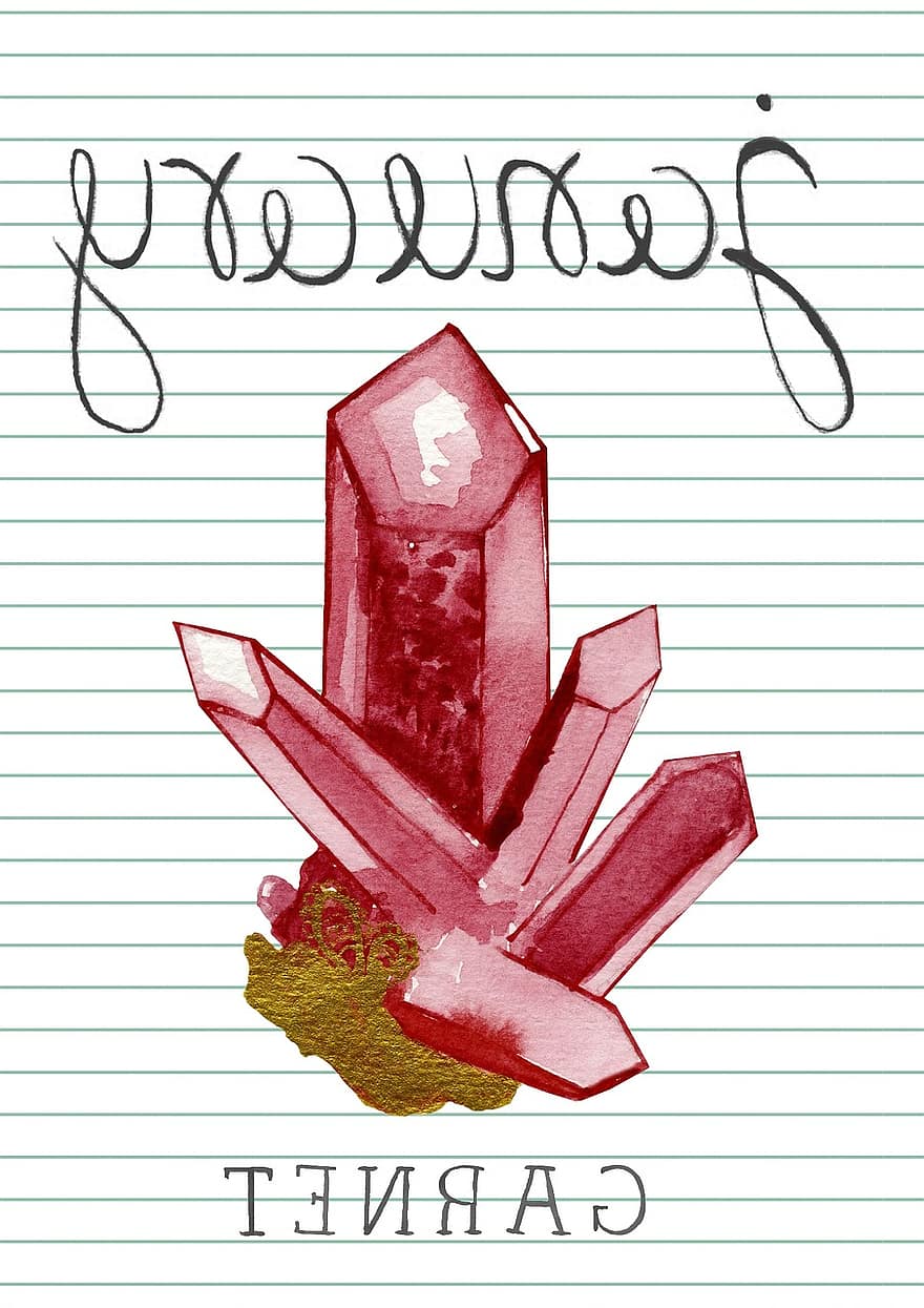birthstone, januar, granat, rød, sten-, juvel, klippe, perle, naturlig, farve, krystal