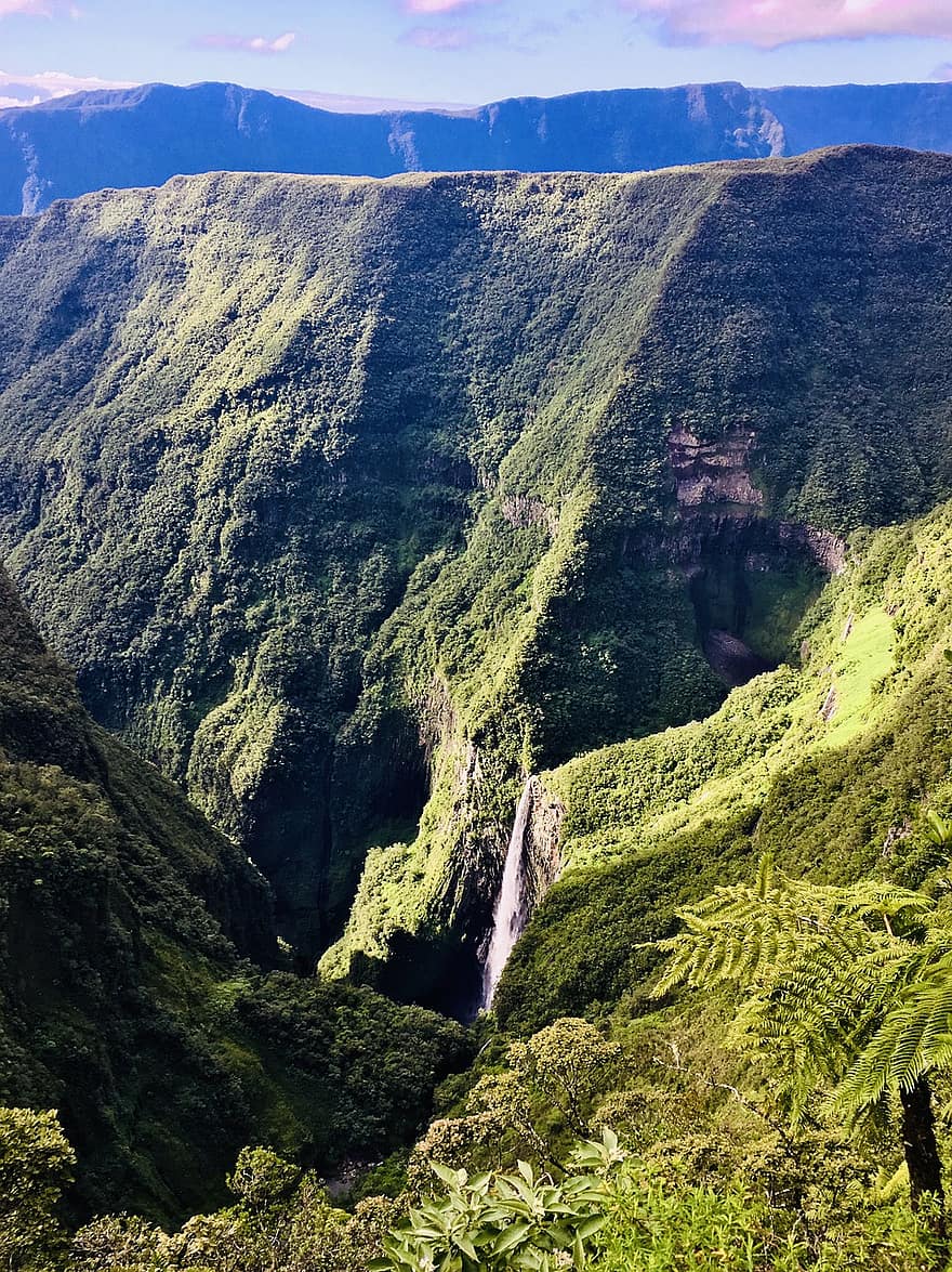 góry, Natura, szczyt, krajobraz, las, tropikalny, Park Narodowy, Reunion, Zjazd Zachodu, Wyspa Reunion, I Gers Reunion