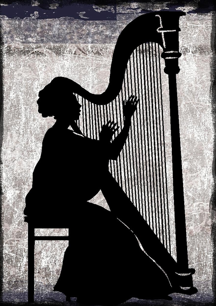Classical, Harp, Silhouette, Concert, Event, Music, Entertainment, Woman, Stage, People, Group