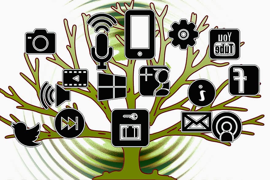 réseau social, arbre, app, structure, les réseaux, l'Internet, réseau, social, logo, Facebook, commercialisation