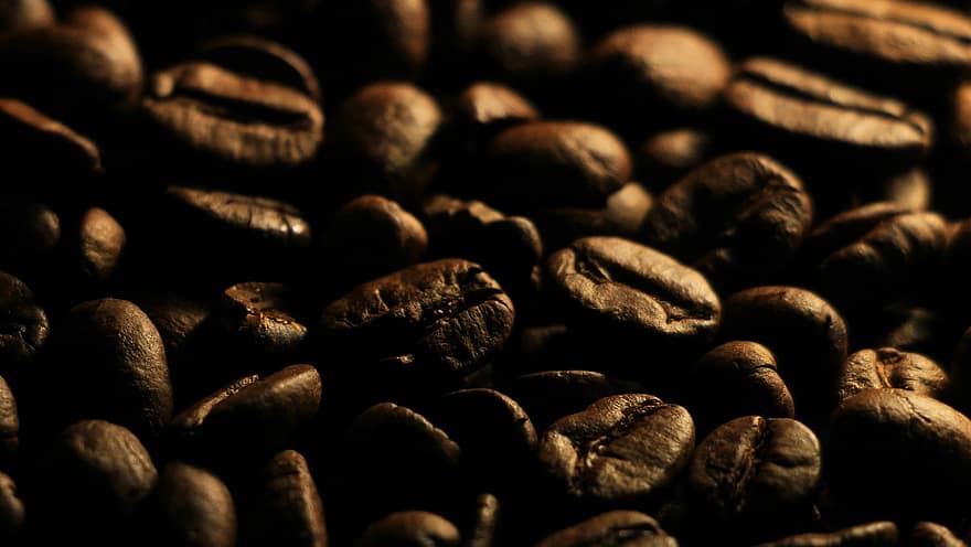 koffiebonen, cafeïne, koffie, zaden, drinken, aromatisch, oogst, geroosterd, behang, detailopname, Boon