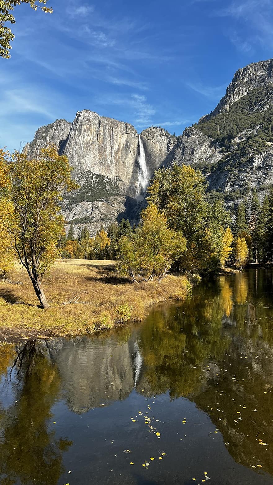 montagna, lago, fiume, cascata, Yosemite, California, autunno, foresta, albero, paesaggio, acqua