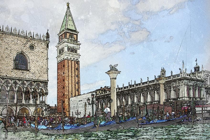 Venetië, san marco, groot kanaal, Italiaans, marco, stad, Europa, venezia, architectuur, mijlpaal, plein