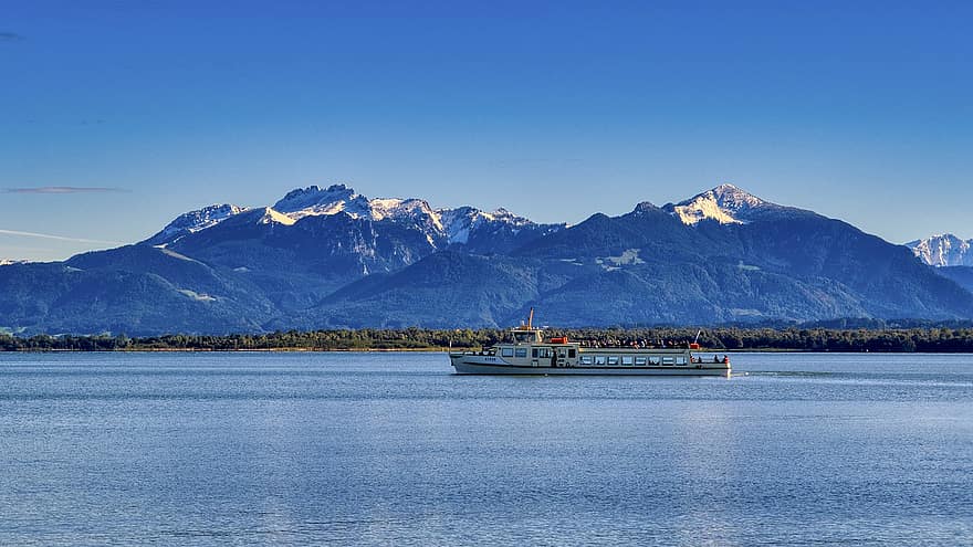 Lake, Mountains, Ship, Ferry, Boat, Passenger Ship, Water, Mountain Range, Alps, Alpine, Nature