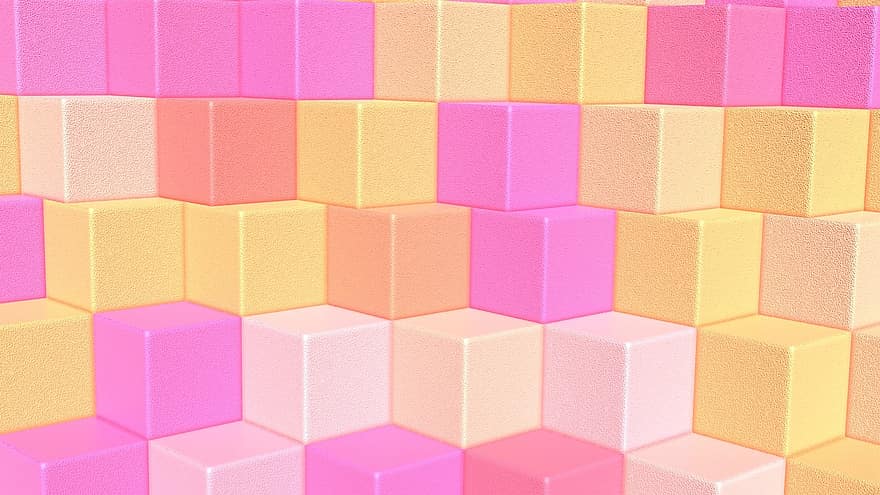куб, стена, текстура, абстрактен, модел, цветен, фона