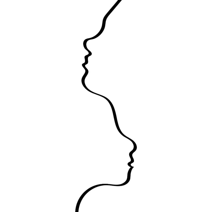 mennesker, ansikter, linjer, enkelhet, minimalistisk, kjærlighet, design, enkel, tegning, silhouette, menneskelig hode