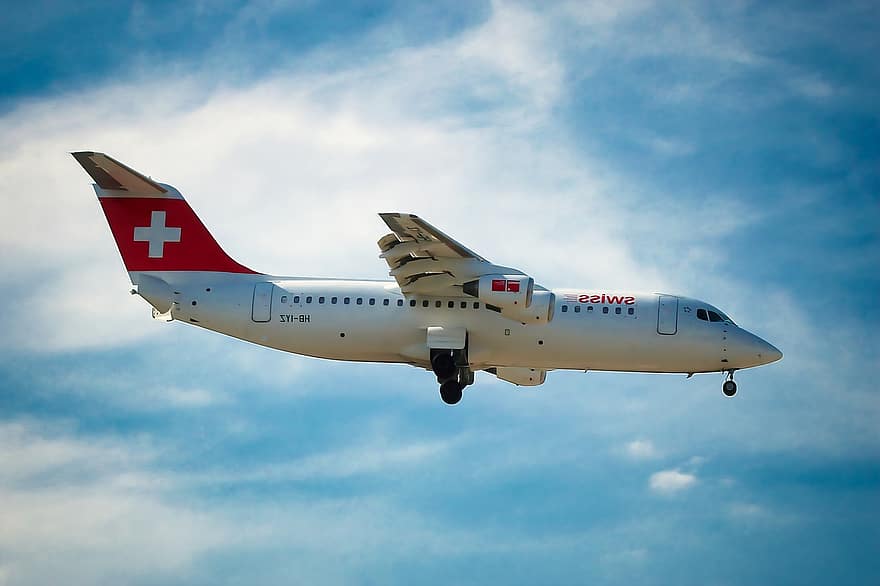 fly, sveitsiske flyselskaper, luftfartøy, jetfly, flying, luftfart, reise, transportere, transport, blå, transportmiddel