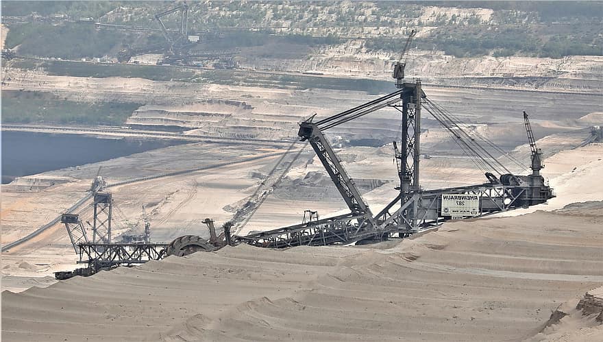 excavateurs, mine de charbon, machine, industrie, l'exploitation minière à ciel ouvert, la nature, pelle, suppression, le sable, environnement
