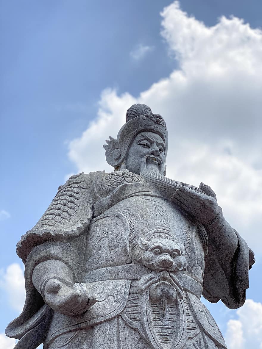statue, guan yu, guerrier, Dieu, déité, sculpture, monument, religion, semarang, des cultures, architecture