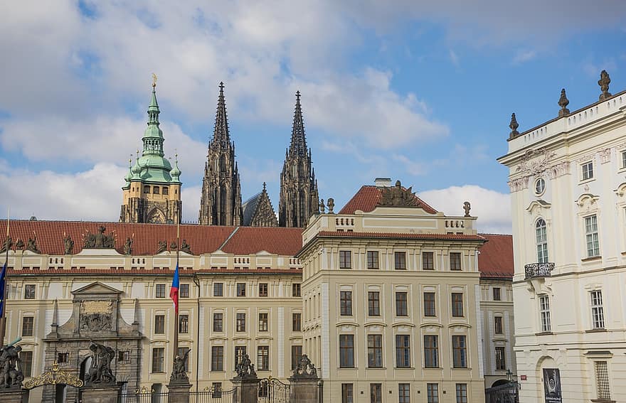 prag, st vitus katedral, katedral, Prags borg, Tjekkiet, Europa, hovedstad, Praha, tårn, historiske centrum, bygning