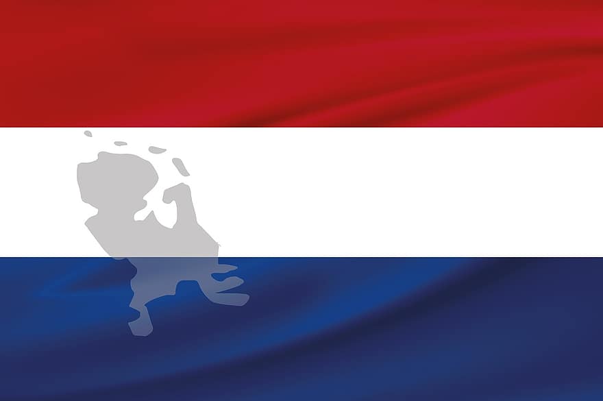 Pays-Bas, drapeau, bannière, rouge, blanc, bleu, carte