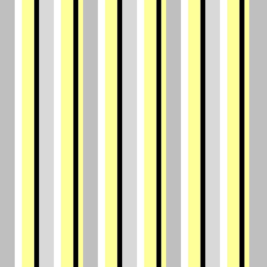 Stripes, Vertical, Lines, Grey, Gray, Yellow, Black, White, Design, Texture, Striped Background