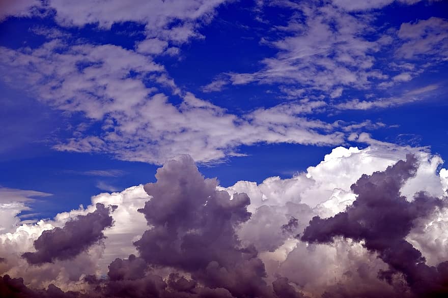 những đám mây, bầu trời, cảnh bầu trời, cảnh mây, Thời tiết đẹp, màu xanh da trời, đám mây, thời tiết, ngày, mùa hè, tầng lớp