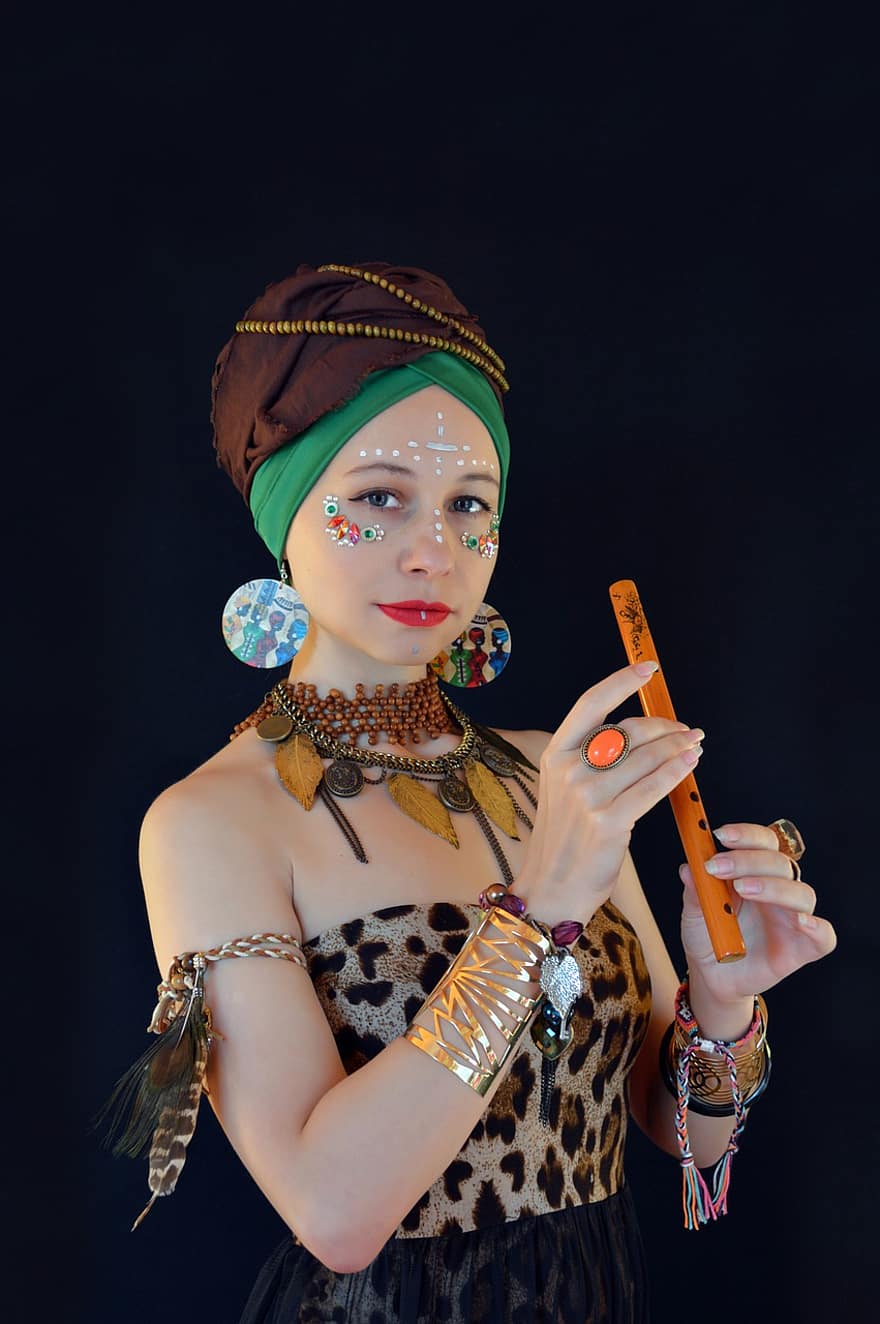 женщина, Национальный костюм, африканская женщина, костюм, составить, леопардовый узор, бижутерия, серьги, Ювелирные изделия, тюрбан, африканский стиль