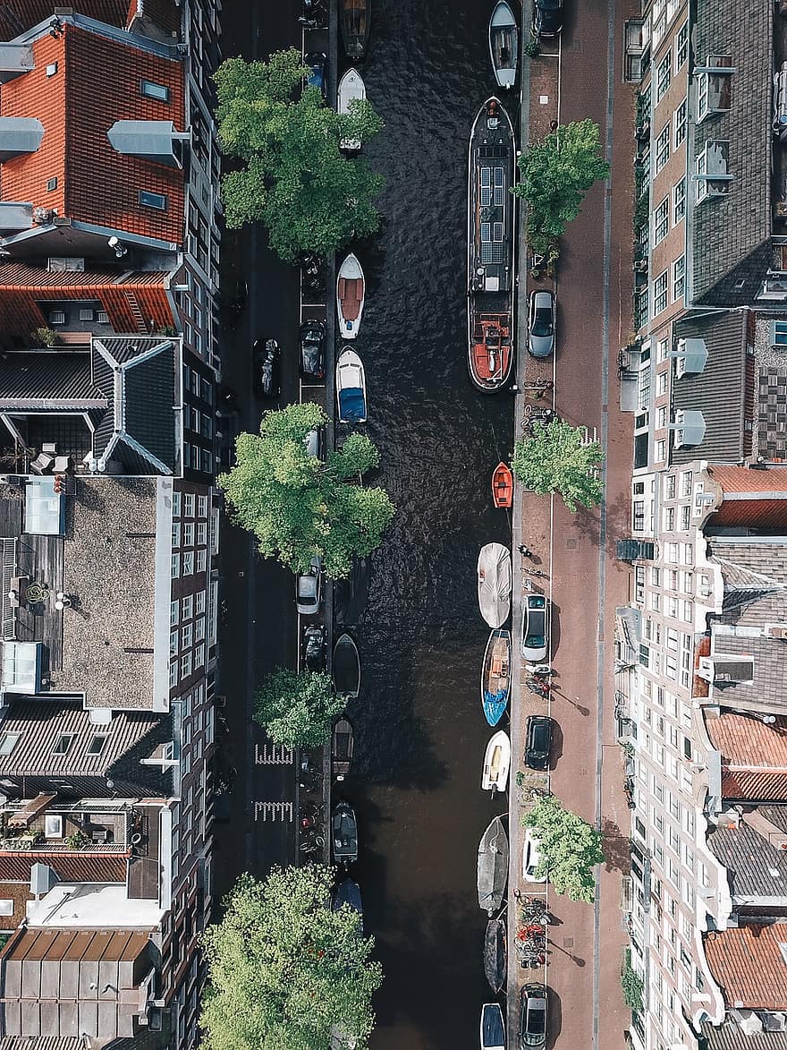 Европа, Амстердам, пътуване, туризъм, изглед отгоре, Холандия