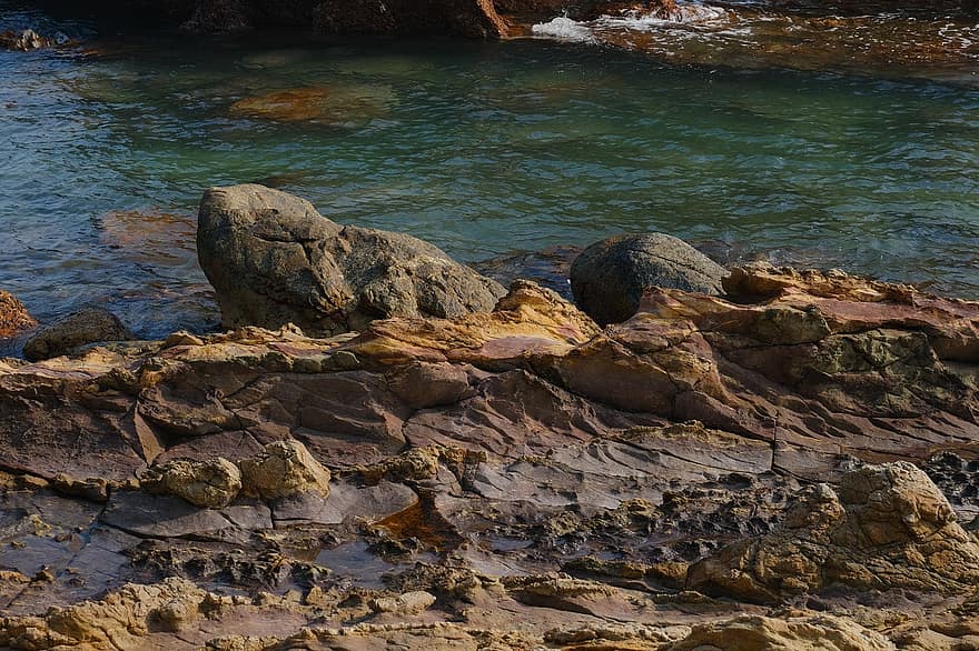 mar, formação rochosa, shenzhen, desfiladeiro, geologia, Xichong, Rocha, agua, pedra, verão, panorama