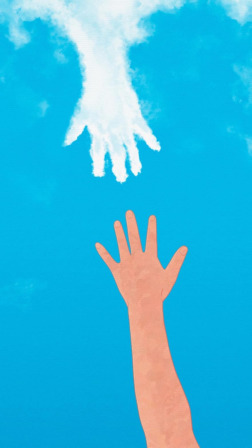 Painting, Fantasy, Hand, Hand In Hand, Cloud, Catch, Connection, Blue Fantasy, Blue Painting