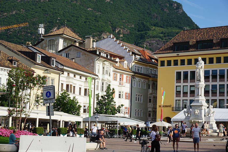 Bolzano, улица, город, архитектура, Италия, здания, Европа, городок, городской, городская площадь