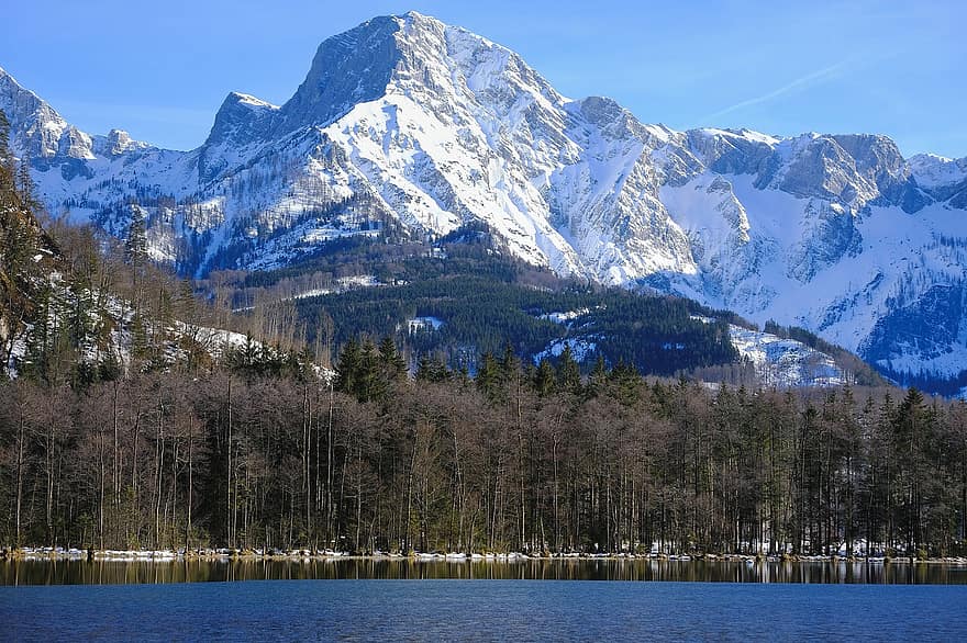 luonto, maisema, järvi, vuoret, vuoristoalueilla, talvi-, talvinen, matkustaa, tutkiminen, vuori, lumi