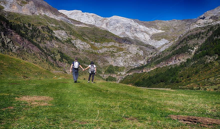 Thung lũng Pineta, ainsa, huesca, pyrenees, ordesa, cặp đôi, đi bộ đường dài