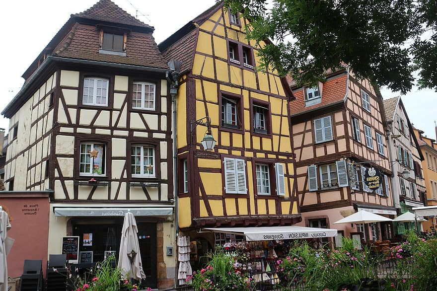 budova, město, architektura, ve Štrasburku, Francie