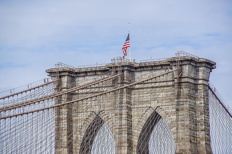New York, Brooklyn híd, város, USA, Manhattan, híd, infrastruktúra