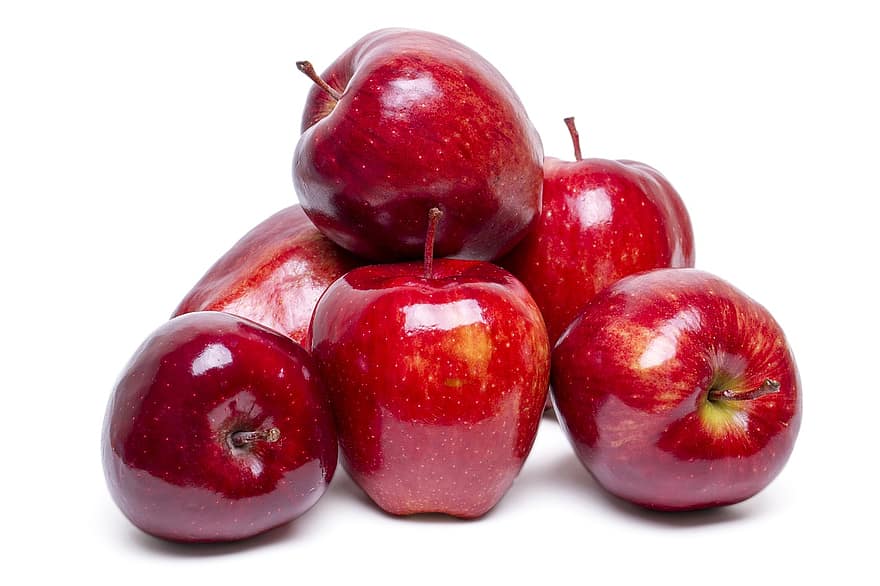 Äpfel, rote Äpfel, reife Äpfel, Früchte, isoliert, frische Äpfel, Bio-Äpfel, Obst, Frische, Lebensmittel, reif