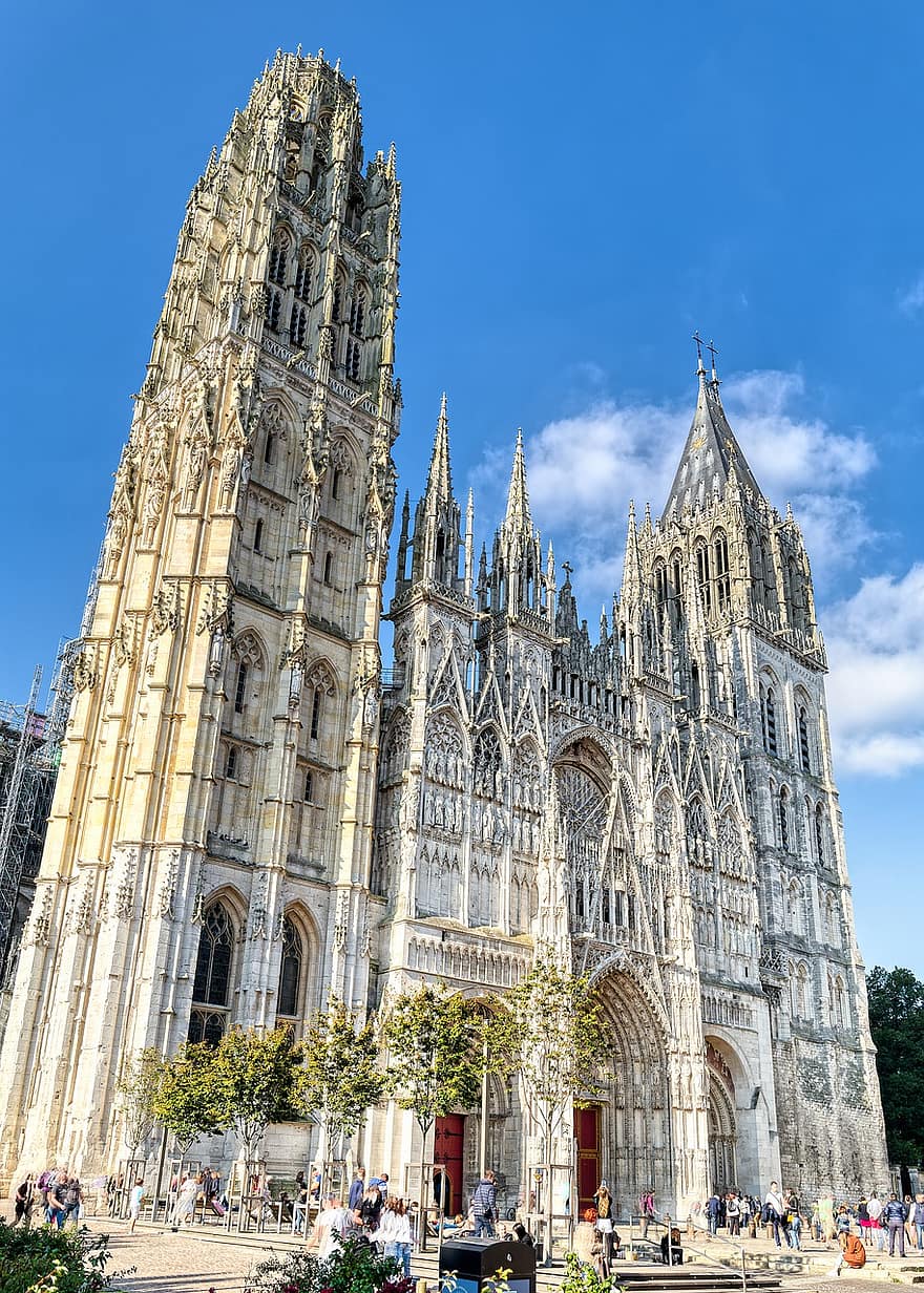 Rouen, katedraali, maamerkki, kirkko, roomalaiskatolinen, historiallinen, rakennus, tornit, julkisivu, arkkitehtuuri, Normandia