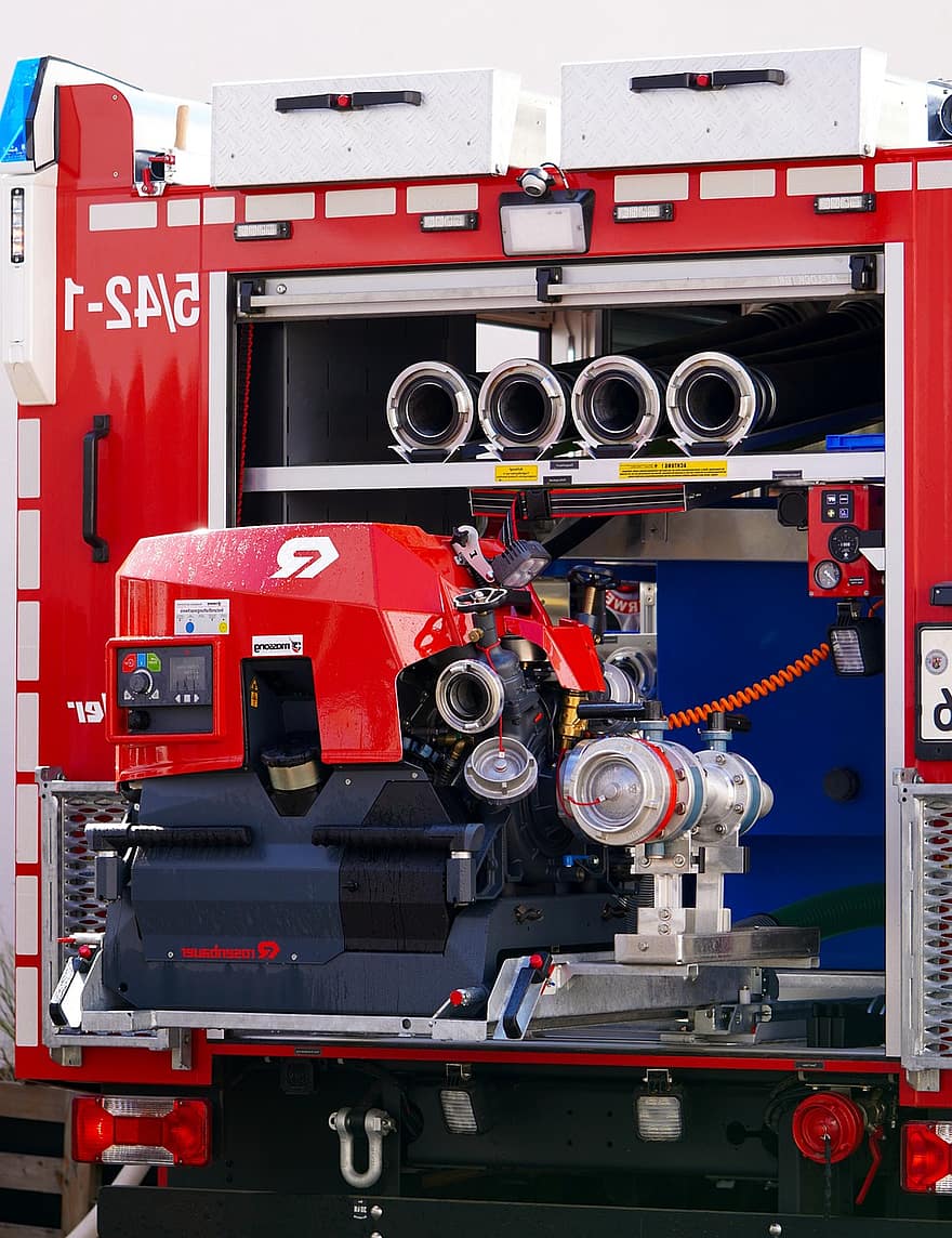 brandkæmper, brandbil, brandslukning, klar, udstyr, industri, maskineri, teknologi, arbejder, fabrik, ingeniørarbejde
