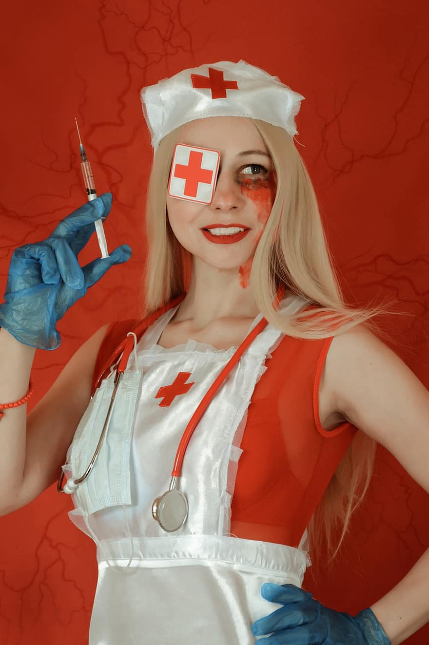 Nurse, Cosplay, Halloween, Girl, Syringe, Injection, Lethal Injection, Costume, Woman, Female, Evil