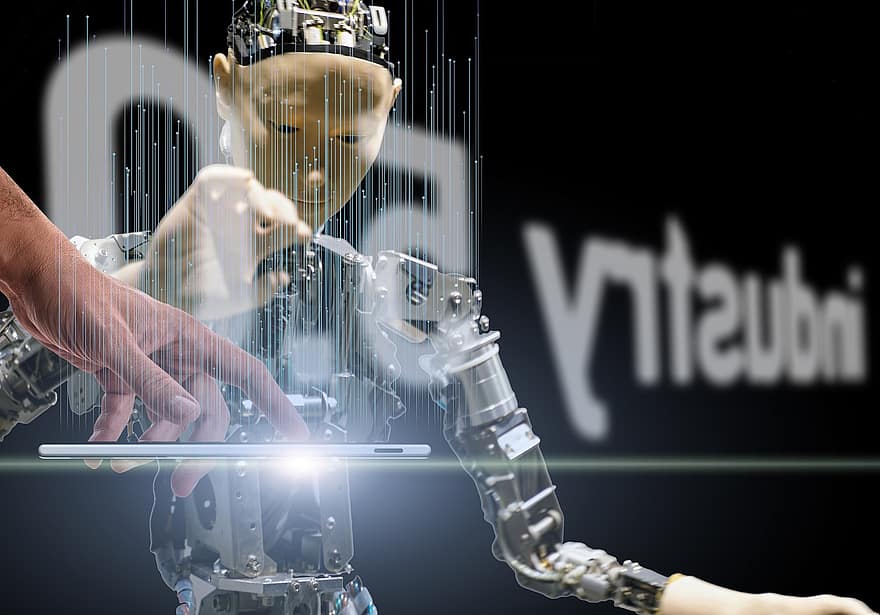 автоматизация, робот, изкуствен интелект, технология, интерфейс, машиностроене, техник, Интелигентна фабрика, дигитален, бъдеще, мониторинг