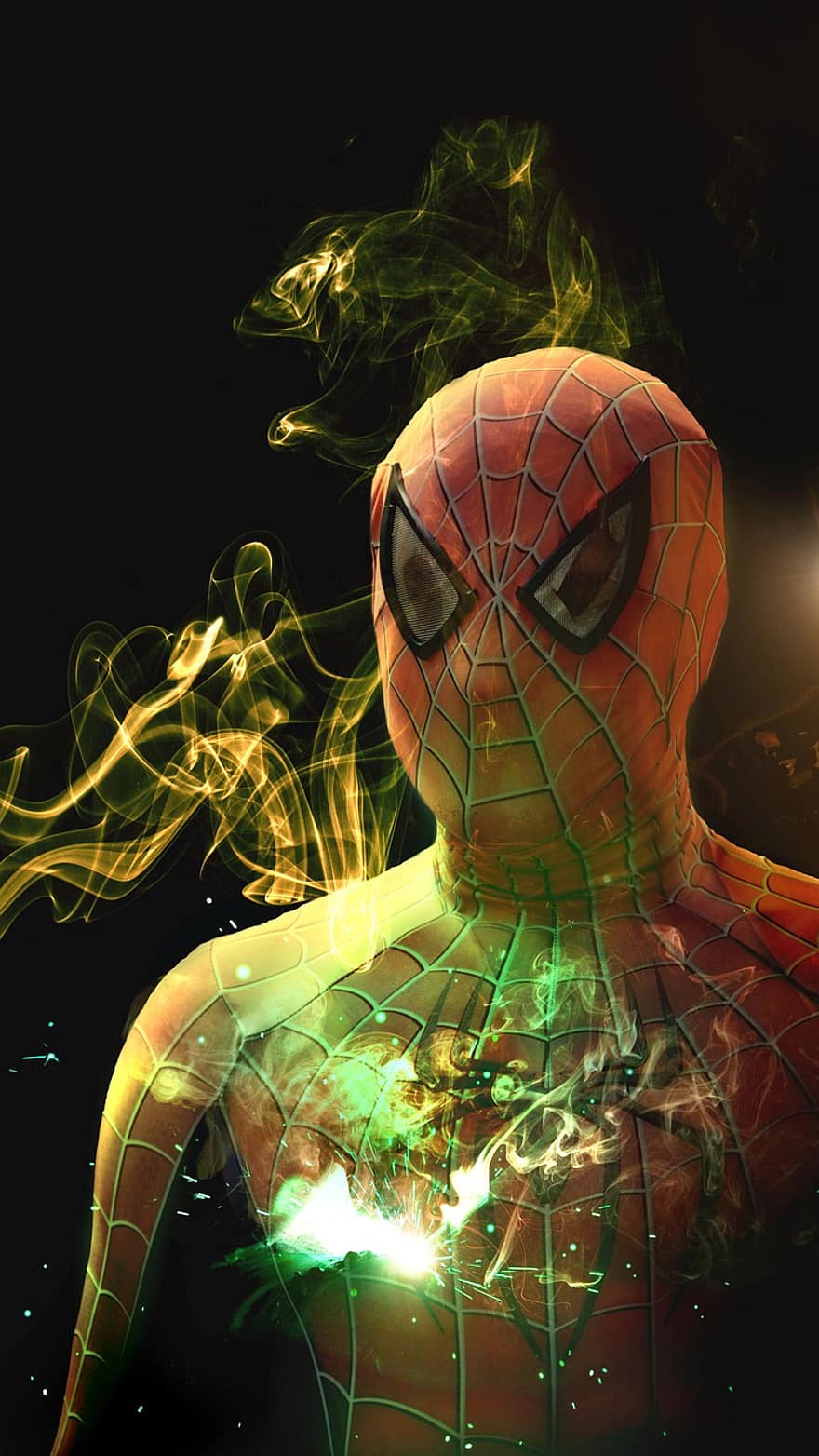 Spider Man, Rauch, Funken, funkelt, bewirken, Feuer, Licht, Porträt, Wunder, Helden, stark