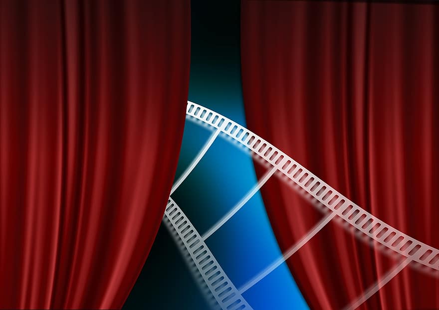 záclona, kino, film, filmový pás