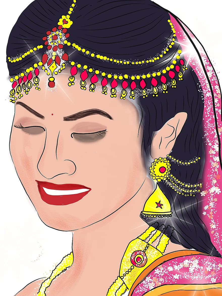 nő, menyasszony, esküvő, divat, indiai menyasszony, női, India