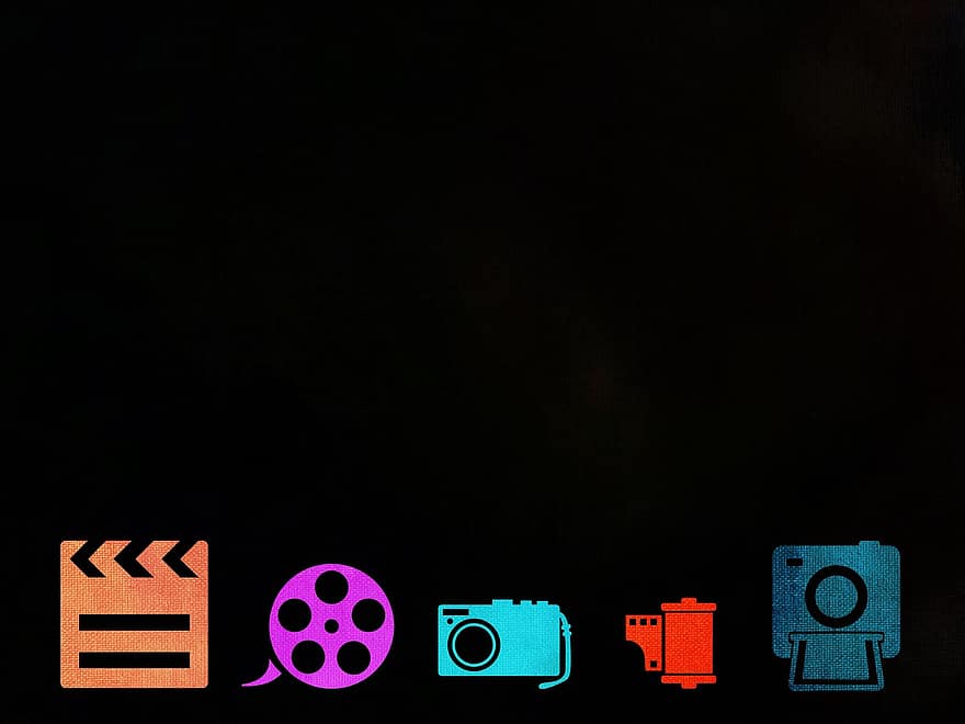 icone, foto, film, cinema, multimedia, sfondo, scrapbooking, nero, forme