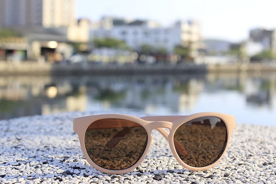 солнцезащитные очки, отражение, берег реки, очки, мода, аксессуар, Розовые Солнцезащитные Очки, Детские солнцезащитные очки, река