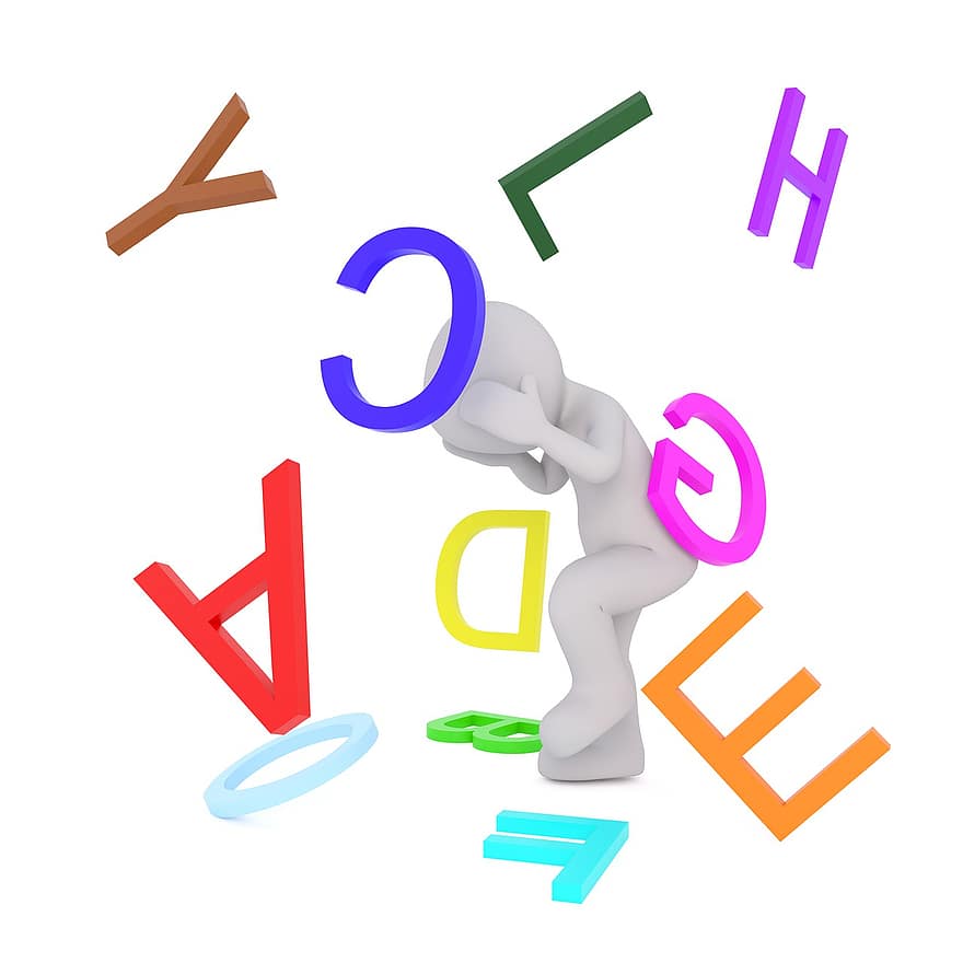 неграмотный, буквы, Алфавитный суп, 3D человек, 3dman, Евросоюз, учить, алфавит, читать, азбука, связь