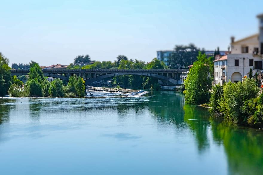 Bassano, Flow, Italy, Landscape, Travel, Tourism, water, summer, architecture, bridge, blue