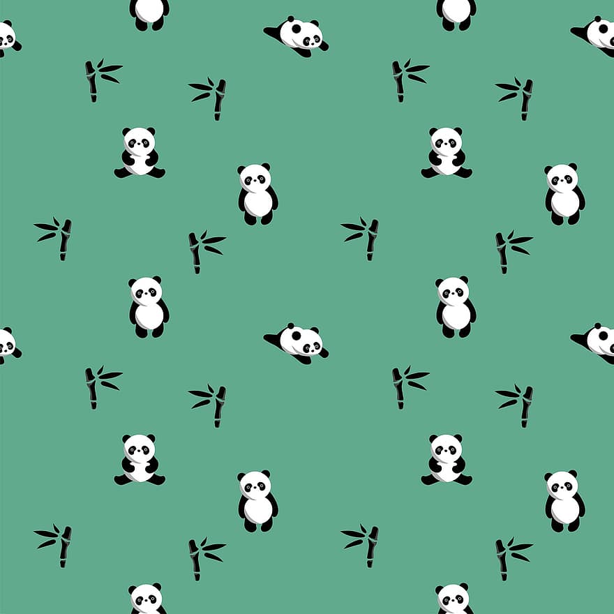 pandaer, Panda mønster, Panda bakgrunn, sømløs mønster