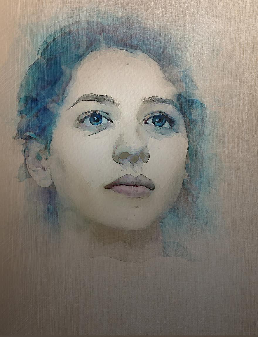 महिला, वॉटरकलर वाली पेंटिंग, चित्र, नमूना, एक व्यक्ति, महिलाओं, मानव चेहरा, वयस्क, युवा वयस्क, सुंदरता, देख