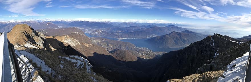 изглед от monte generoso, Към дантелата на кръста, алпийски маршрут, Алпи, разходка, небе, върхове, екскурзии, туризъм, планини, природа