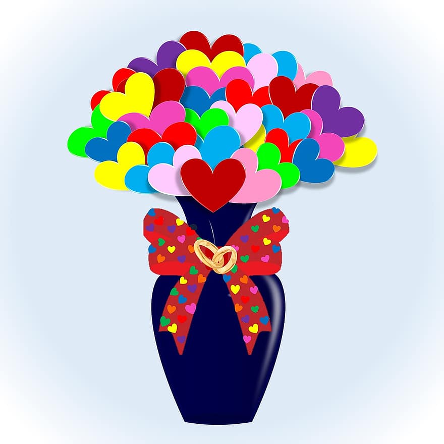 pernikahan, persamaan, buket, jantung, bunga-bunga, vas, berdering, mengawinkan, upacara, perayaan, cinta