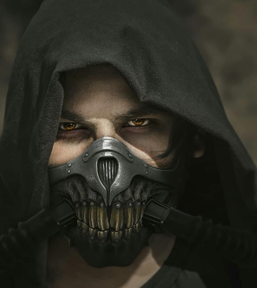 Man, Warrior, Mask, Face Mask, Cape, Hoddie, Costume, Character, Male, Edit, Photography