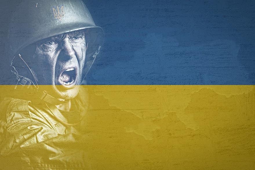 flagg, Ukraina, krig, fred, soldat, land, patriotisme, menn, skitten, bakgrunn, én person