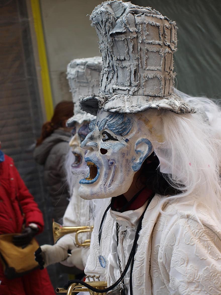 Luzerner Fasnet 2011, karneváli maszkok, Tündér karakterek, szellem, karnevál, Fastnet, felvonulás, Luzern, kultúrák, férfiak, kosztüm