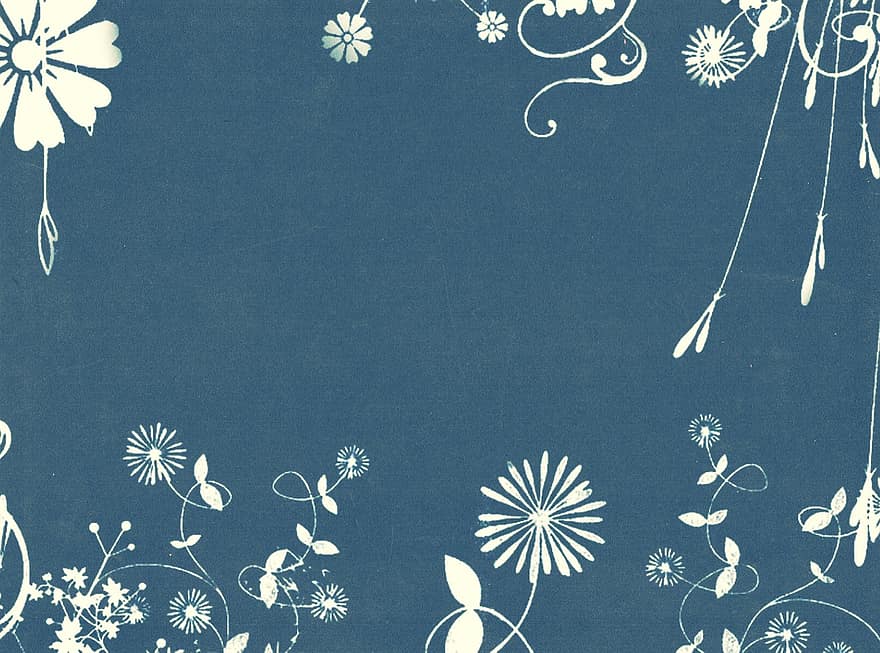 tło, niebieski, kwiaty, wzór