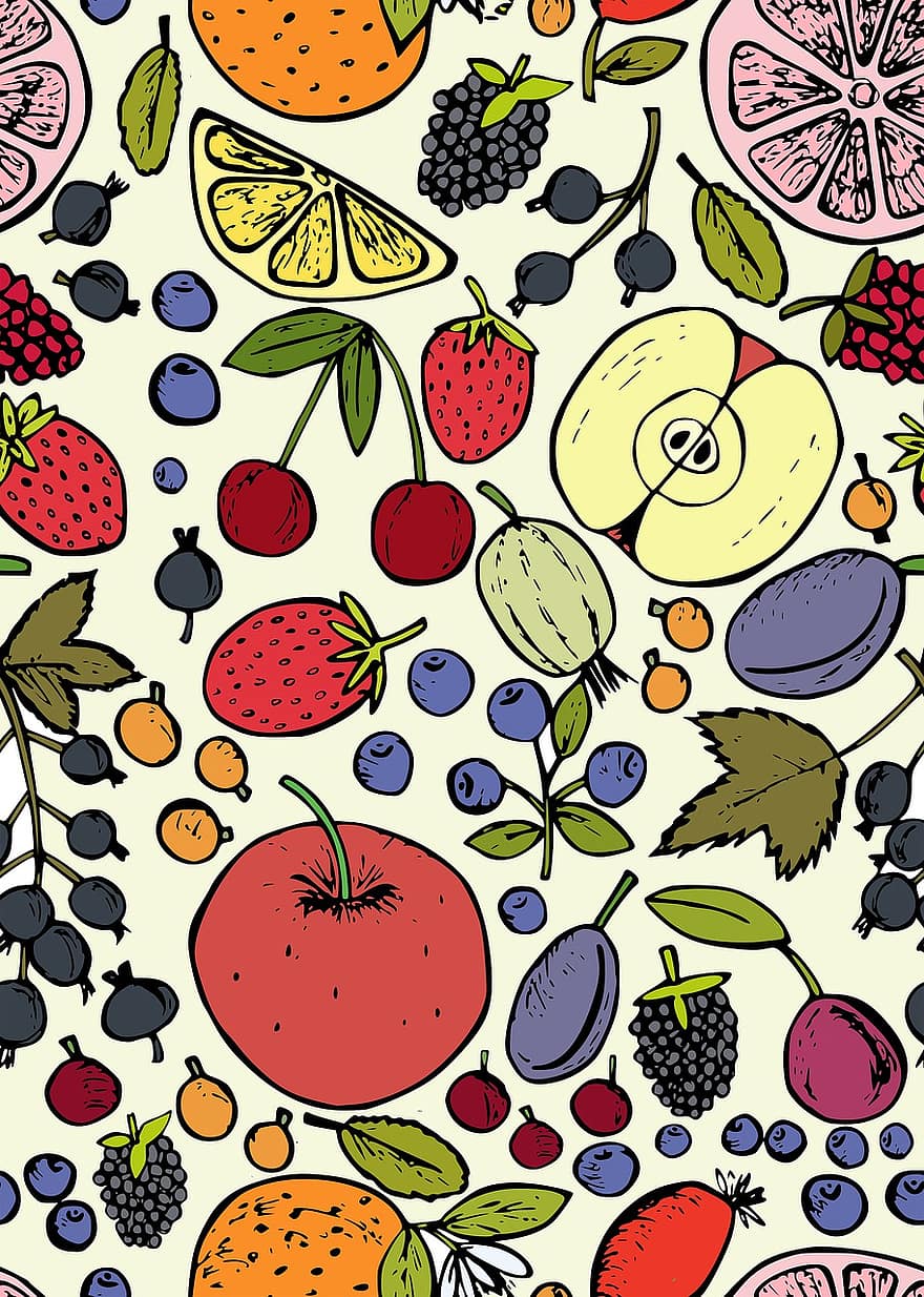 Fruta, baya, fondo, papel pintado, naranja, manzana, grep, ciruela, Mandarina, arándano, fresa